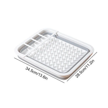 Collapsible Dish Drainer Dinnerware Organizer Space Saving Kitchen Storage Tray Plastic Sink Drying Rack for Caravans Motorhomes