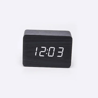 LED Wooden Watch Table Voice Control Digital Wood Despertador
