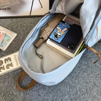 Fashion Man & Women's Nylon Cloth Solid Color  Student Schoolbag