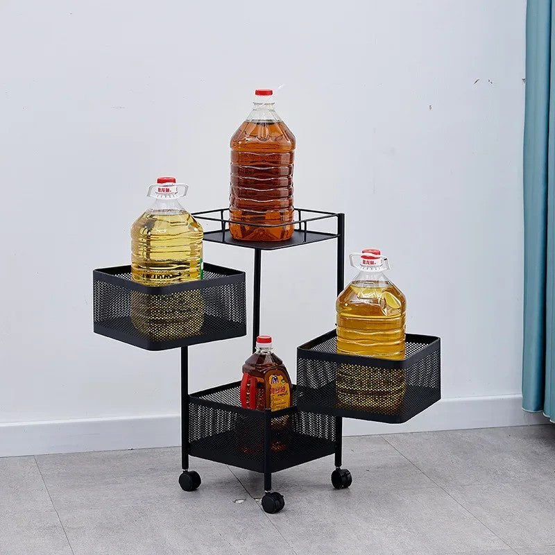 Multipurpose Rotating Storage Shelf Square Kitchen Organizer No Assembly Required