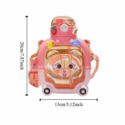 Bear Plastic Cup Bottle Creative With Straw