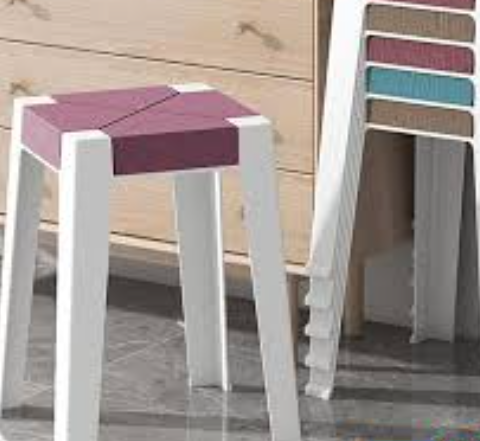 "Durable Plastic Stool – Lightweight, Stackable
