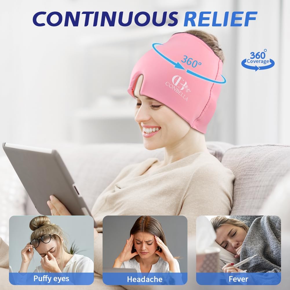 Migraine Relief Cap, Soothing Headache Ice Face Mask