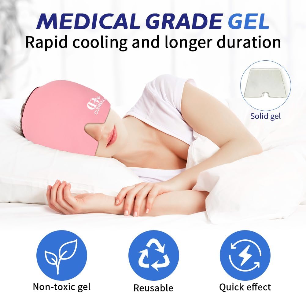 Migraine Relief Cap, Soothing Headache Ice Face Mask