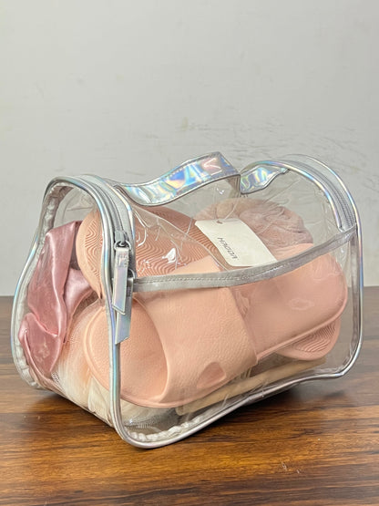 Pink Spa Bath Accessories Set with Clear Travel Bag Spa Accessories