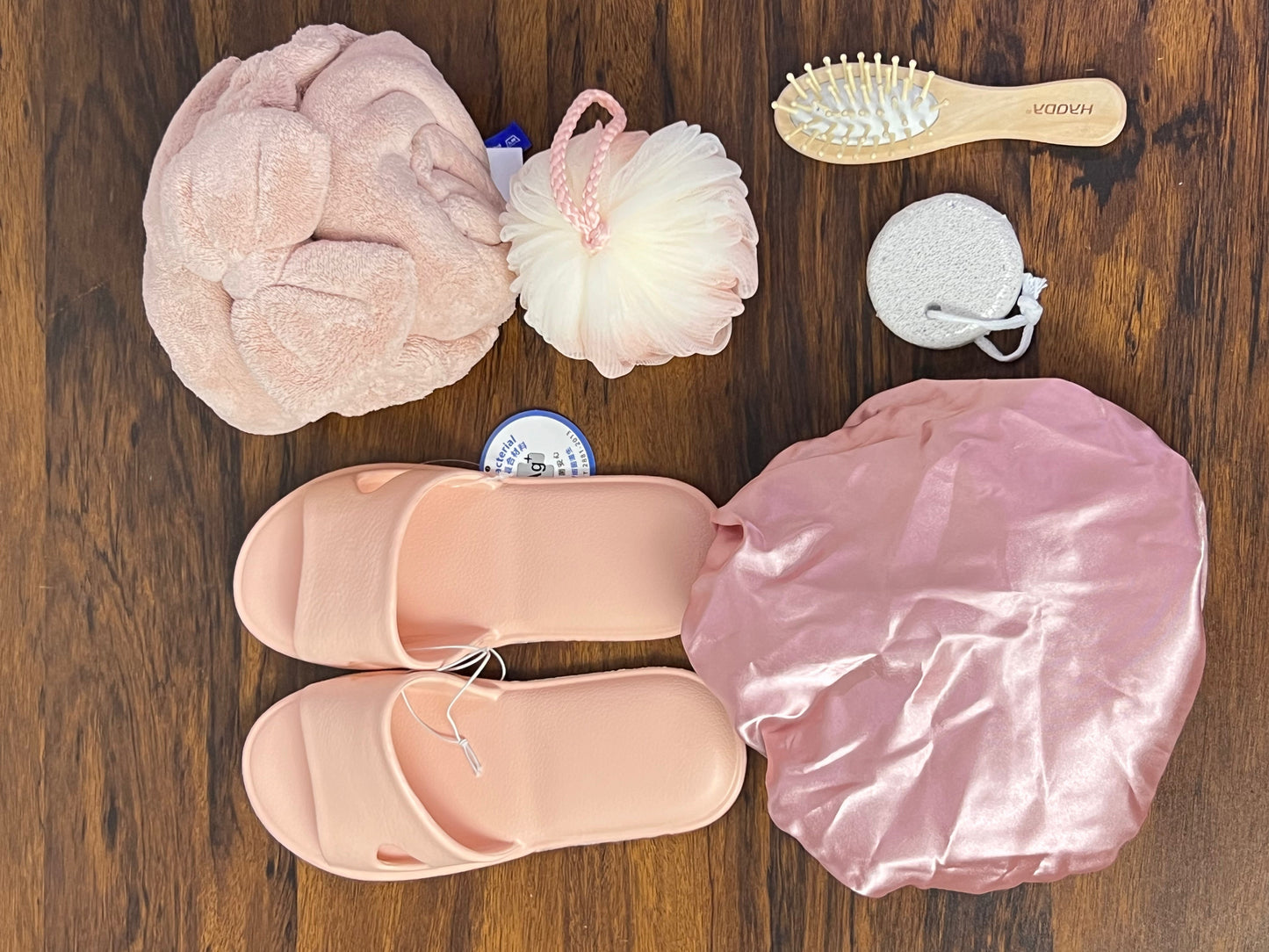 Pink Spa Bath Accessories Set with Clear Travel Bag Spa Accessories