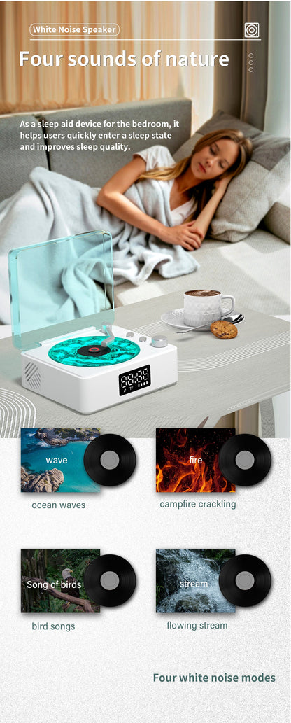 Mini Vinyl Player Sleep Aid Speakers White Noise Bluetooth Speaker Retro