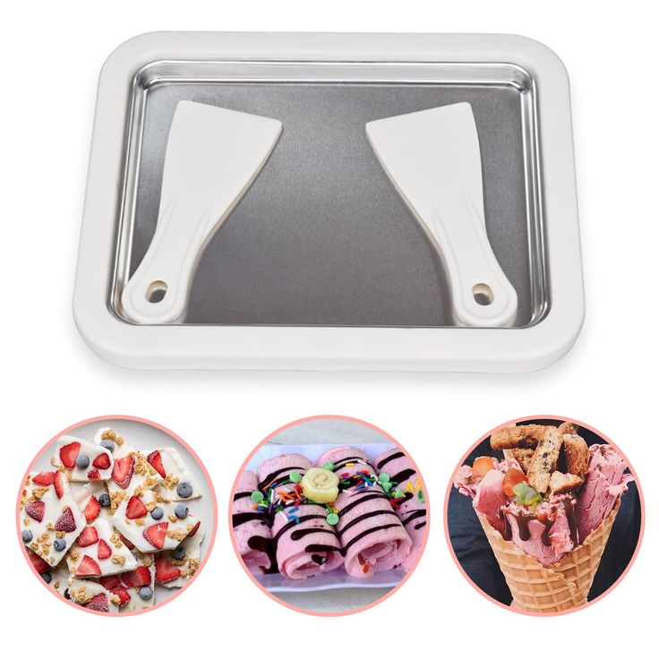 Ice Cream Maker Pan with Scrapers Rolled Ice Cream Pan