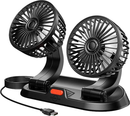 Universal Dual Head Car Fan – 12V Mini Electric 360 Rotatable Cooling Fan | Cheena.PK