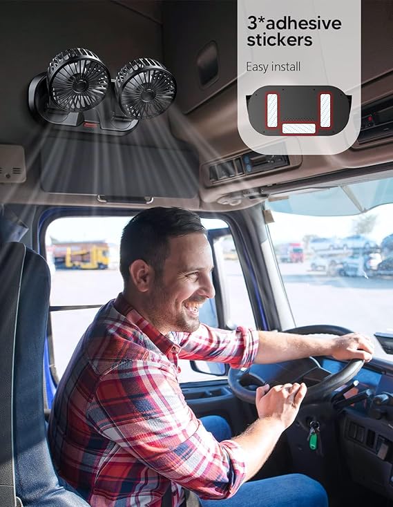 Universal Dual Head Car Fan – 12V Mini Electric 360 Rotatable Cooling Fan | Cheena.PK