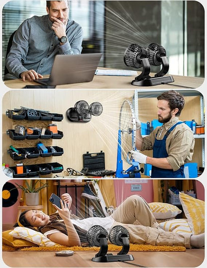 Universal Dual Head Car Fan – 12V Mini Electric 360 Rotatable Cooling Fan | Cheena.PK