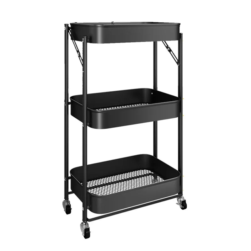 Kitchen Storage Rack | 3-Tier Mobile Utility Nordic Folding Rack