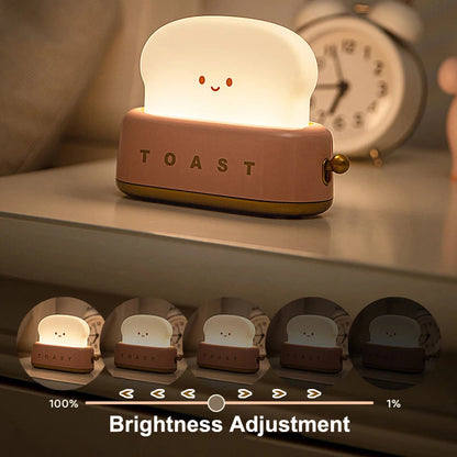 Cute Toast Night Light with Adjustable Brightness – Kids Room Lamp