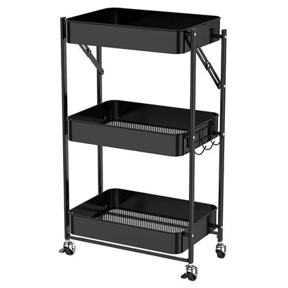 Kitchen Storage Rack | 3-Tier Mobile Utility Nordic Folding Rack