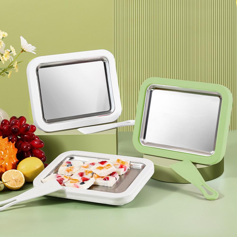 Ice Cream Maker Pan with Scrapers Rolled Ice Cream Pan