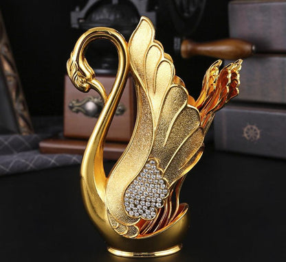 Swan Spoon Set with FREE Egg Spoon Holder – Elegant Dining Cutlery