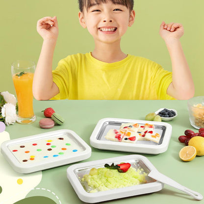 Ice Cream Maker Pan with Scrapers Rolled Ice Cream Pan