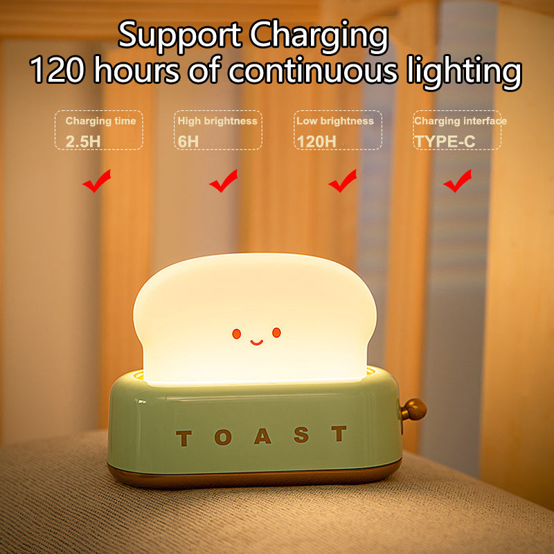 Cute Toast Night Light with Adjustable Brightness – Kids Room Lamp