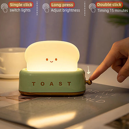 Cute Toast Night Light with Adjustable Brightness – Kids Room Lamp