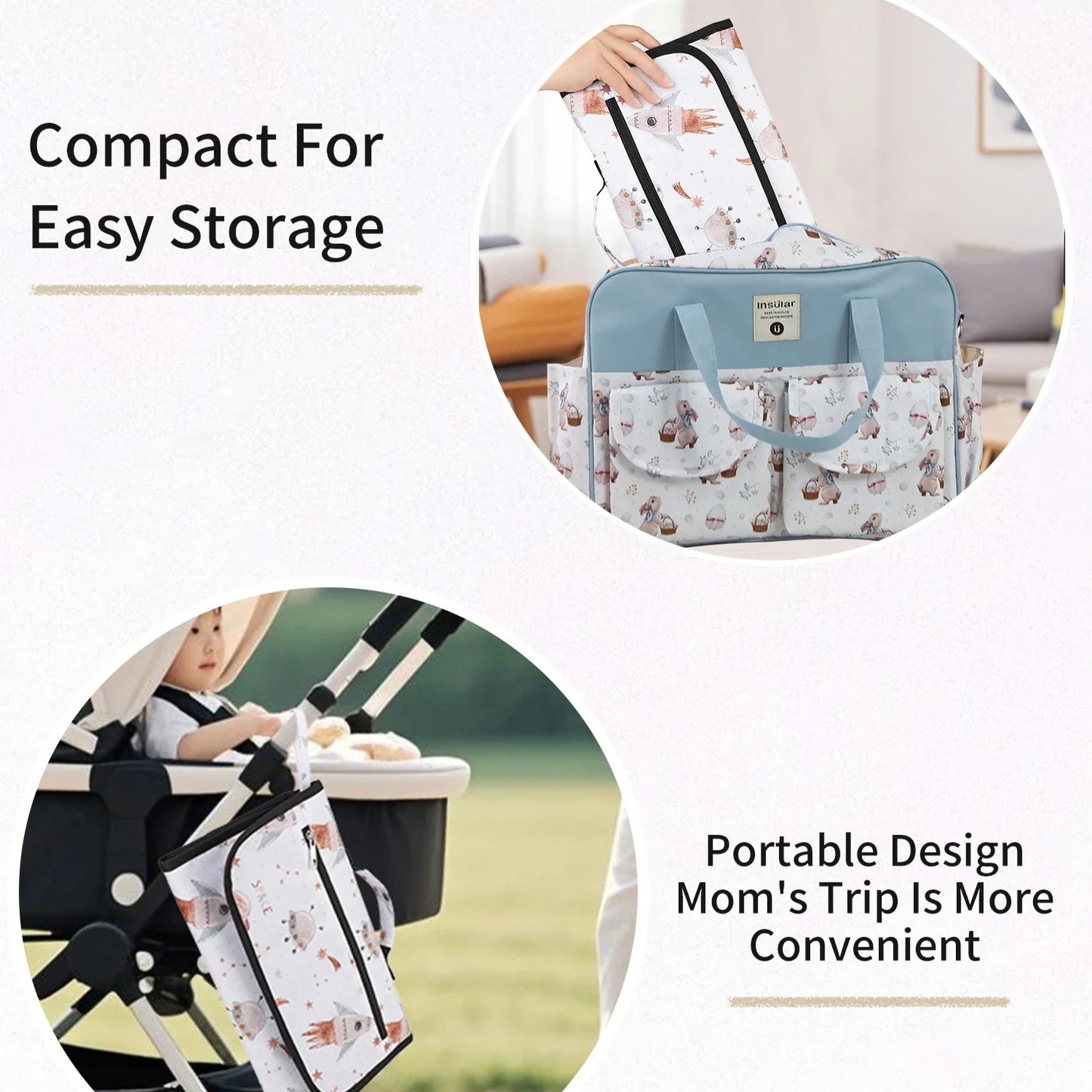 Cute Baby Bottle with Portable Diaper Changing Pad