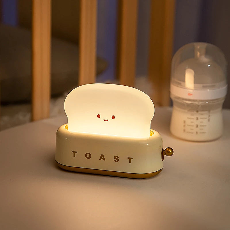 Cute Toast Night Light with Adjustable Brightness – Kids Room Lamp